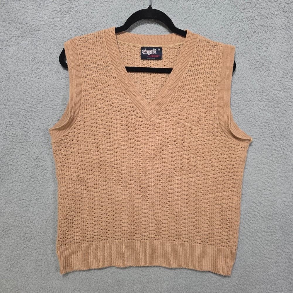 Espirit by Campus Brown Sleeveless Sweater Vest Medium Vintage 80s Unisex